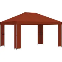 vidaXL Tente de jardin 4 x 3 m en polyester couleur terre cuite et acier, 190 g/m²