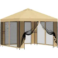vidaXL Kiosque de jardin avec parois latérales, 3 x 3 m, couleur crème