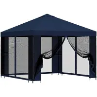 vidaXL Kiosque de jardin avec parois latérales, 3 x 3 m, bleu