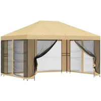 Syfax Abri de jardin avec parois 4 × 3 m Crème Polyester et Acier