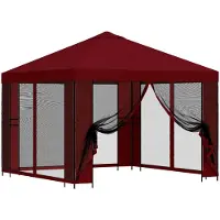 Syfax Abri de jardin avec parois 3 x 3 m Bordeaux Polyester et Acier