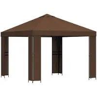 vidaXL Tente de jardin 3 x 3 m, polyester marron et acier, 190 g/m²