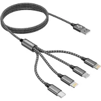 No Brand SUBZONAL-Câble Multi Chargeur,4 en 1 Câble Universel,1.2M Câble Multi USB de Chargement avec Lightning Câble USB Type C Micro Connecteur pour iPhone 12/11/XS,Samsung Galaxy S20 S10 S9,Huawei,Nokia-Gr