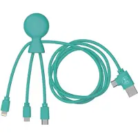 No Brand SUBZONAL-Mr Bio Long 1m - Câble Multi USB 4 en 1 - Chargeur Universel Téléphone en Plastique Recyclé - Câble Multi Embout: USB-C - Lightning - Micro-USB - Compatible Smartphones - Menthe