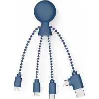 No Brand SUBZONAL-Câble Multi USB 4 en 1 en Forme de Pieuvre - Chargeur Universel en Plastique Recyclé - Prise USB, USB-C, Lightning, Micro USB - Compatible avec tous les Smartphone - Mr Bio Bleu