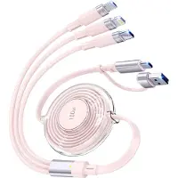 No Brand SUBZONAL-100W Multi Rétractable Câble de Charge, 6-en-1 USB C/Lightn-ing/Micro Multi Chargeur Câbles pour iPhones, iPads, MacBooks, Tablettes, Galaxy, Note et Plus - 1.2M 5A Charge Rapide & Portable,