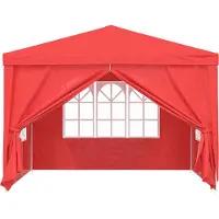 vidaXL Tente de réception 300 x 300 x 255 cm, rouge, en PE et acier