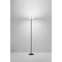 Perenz Lampadaire Led 20W À Double Émission, Structure En Métal Et Aluminium, Verre Borosilicaté, Couleur Or Brillant Et Noir Mat, Hauteur 180 Cm -