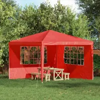 Prolenta Maison Exclusive - 2 pièces latérales pour tente de réception, dimensions 300 x 195 cm, couleur rouge, matériau : polyéthylène (PE) et acier