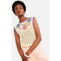 Love & roses Tops en tricot ivoire / bleu / jaune clair / rose