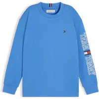 Tommy Hilfiger T-Shirt 'Logo Long Sleeve' bleu clair / rouge vif / blanc