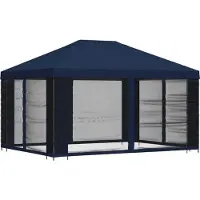 vidaXL Kiosque de jardin avec parois latérales, 4 x 3 m, bleu