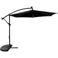 AGA Parasol de jardin 300 cm Noir avec éclairage LED