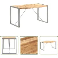 The Living Store Table de salle à manger 140 x 70 x 75 cm en bois massif de manguier brut