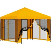 vidaXL Kiosque de jardin avec parois latérales, 3 x 3 m, jaune