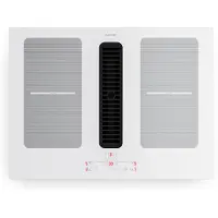 Klarstein Full House Plaque Induction Avec Hotte Intégrée - 4 Zones, 6000W Boost,Tactile, Zones Flexibles, Minuterie, Sécurité Enfants, Vitrocéramique 70cm, Plaque Aspirante, White