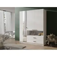 Feldmann-Wohnen Armoire Turin pour chambre à coucher 158 x 54 x 200 cm, 3 portes, couleur au choix : blanc