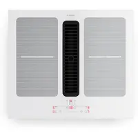 Klarstein Full House Plaque Induction Avec Hotte Intégrée 60 cm - 4 Zones, 6000W Boost,Tactile, Zones Flex, Minuterie, Sécurité Enfant, Vitrocéramique, Plaque Aspirante Noire, White