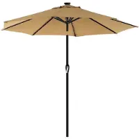OEM Parasol Rootz avec lampes solaires à LED - Parasol de jardin - Protection solaire - Indice de protection UPF 50+ - Ø 2,7 m - Métal et polyester - Marron