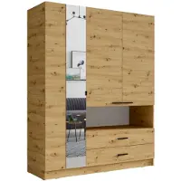 Feldmann-Wohnen Armoire Turin pour chambre à coucher 158 x 54 x 200 cm, 3 portes, couleur au choix : chêne Artisan