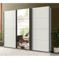 Wimex Armoire à portes coulissantes Bern 225 cm, blanc et acier brut