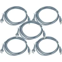 VHBW 5x Câble de données USB 2.0 mâle vers RJ45 mâle compatible avec Datalogic Gryphon GD4130, GD4100, GBT4100 lecteur code-barres - Cordon, 2 m gris