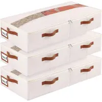 OEM Boîte de rangement sous le lit, beige, 60 x 30 x 15 cm, transparente