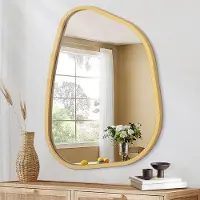 OEM Miroir ovale asymétrique - décoration murale moderne - 1 pièce - noir - bois