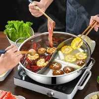 Famanu Marmite double de 30 cm en acier inoxydable pour shabu-shabu avec distributeur