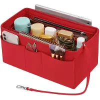 OEM Organiseur de sac à main rouge XL avec plusieurs poches et un compartiment intérieur