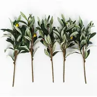 OEM Branches d'olivier artificielles, 5 pièces, vertes, en plastique