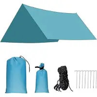 Markenlos Bâche imperméable 3 x 3 m avec œillets, protection UV, bleue, pour l'extérieur
