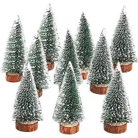OEM Mini-sapin de Noël en bois - 10 pièces | avec socle en bois et effet neige
