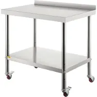 Markenlos Plan de travail en acier inoxydable 36 x 24 x 35 pouces - Table de cuisine en métal robuste
