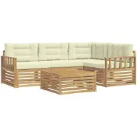 vidaXL Ensemble de canapés d'extérieur , 6 pièces, blanc et crème, en polyester