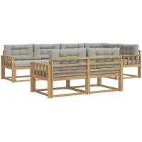 vidaXL Ensemble de salon de jardin , 6 pièces, blanc et gris clair, en polyester