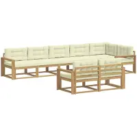 vidaXL Ensemble de canapés d'extérieur , 6 pièces, blanc et crème, en polyester
