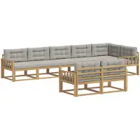 vidaXL Ensemble de salon de jardin , 6 pièces, blanc et gris clair, en polyester
