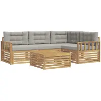 vidaXL Ensemble de salon de jardin , 6 pièces, blanc et gris clair, en polyester