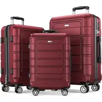 Sonstiges SHOWKOO Set de valises 3pcs coque dure légère ABS+PC serrure TSA 4 roues rouge