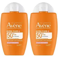 Avene Solaire Ultra Fluid Radiance SPF50+ | Très Haute Protection | Éclat 2x50 ml Émulsion