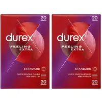 Durex Préservatifs Feeling Extra - 2 x 20 Préservatifs Fins et Extra Lubifiés 2x20 pc(s) Préservatif(S)