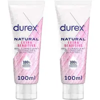 Durex Gel Lubrifiant 100% d'origine Naturel – Extra Sensitive à l'Aloe Vera - 2 x 100 ml 2x100 ml Lubrifiant(S)