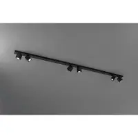 Perenz Plafonnier 6 Spots Orientables Métal Noir Mat, Design Cubique Moderne, Structure Aluminium L.200 Cm, Douille Gu10 Max 50W - Marque