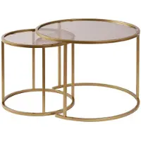 Hannah Home Ensemble de tables basses métalliques "Aurum" – 42 x 42 x 39 cm – Bronze doré