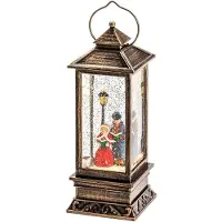 Unyqoos Lanterne LED de style Charles Dickens, en laiton, lumière LED blanc chaud, économe en énergie – lanterne décorative pour une ambiance chaleureuse