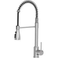 Unyqoos Robinet de cuisine moderne avec bec haut, douchette extractible, 4 types de jets, rotation à 360°, en acier inoxydable et équipé d'une cartouche en céramique