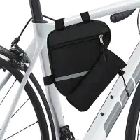 Unyqoos Sacoche triangulaire étanche pour VTT et vélo de route – Fabriqué en Oxford, fermeture à Velcro, bandes réfléchissantes