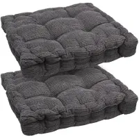 Unyqoos Coussin de siège 40x40 cm (lot de 2), gris foncé, épaisseur 8 cm, housse en duvet de paille et rembourrage en coton PP, pour intérieur et extérieur, lavable à 30°C