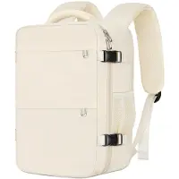 Unyqoos Sac à dos de cabine beige, 40 x 20 x 25 cm, 20 L – Sac à dos de voyage avec compartiment pour ordinateur portable, protection anti-vol et ouverture à 180°